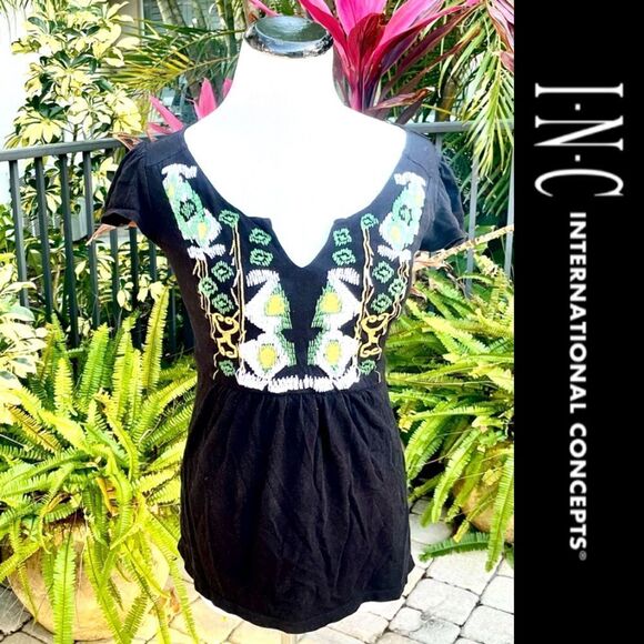 INC Embroidered Babydoll Tee - Picture 1 of 7